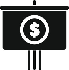 Poster - black and white icon of a flip chart showing a dollar sign, representing a business presentation abo