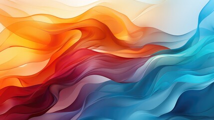 Wall Mural - abstract wavy background with smooth lines in orange, blue and red colors