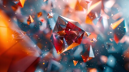 Wall Mural - Modern abstract background: geometric 3D shapes including diamonds, triangles, and squares, ideal for creative and futuristic visuals