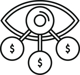 Poster - Line art icon of an eye watching money growing, representing the concept of business vision and financial growth