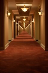 Canvas Print - Hallway vintage hotel flooring architecture illuminated.