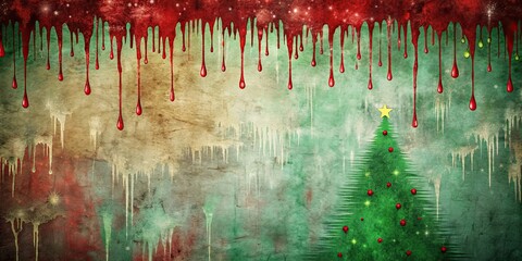 Wall Mural - Grunge Christmas themed abstract texture with dripping paint , grunge, Christmas, abstract, texture, dripping, paint, background