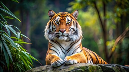 Poster - Majestic tiger in its natural habitat, wildlife, predator, hunter, nature, animal, feline, jungle, endangered