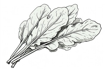 Sticker - Spinach drawing vegetable sketch.