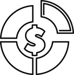 Poster - Minimalist illustration featuring a circle chart representing financial business analysis, with a prominent dollar sign