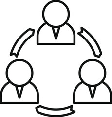 Poster - Three businessmen are sharing information in a circular flow, symbolizing a continuous exchange of ideas
