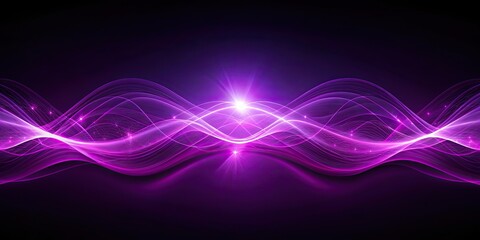 Sticker - Dark glowing waves in purple spectrum, Glowing, waves, dark, purple, abstract, vibrant, energy, light, illuminated, motion