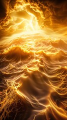 Poster - A mesmerizing abstract image of fiery waves and glowing light. This vibrant, energetic design is perfect for backgrounds or creative projects.