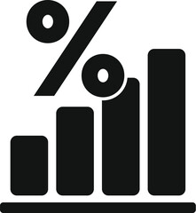 Poster - Simple black and white icon of a bar chart with an increasing percentage symbol, representing positive growth