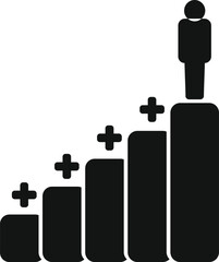 Poster - Businessman is standing on a bar chart that is increasing, representing success