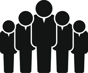 Poster - five business people are standing together in a row showing unity and teamwork