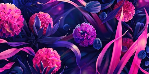 Canvas Print - Purple Flowers Close Up