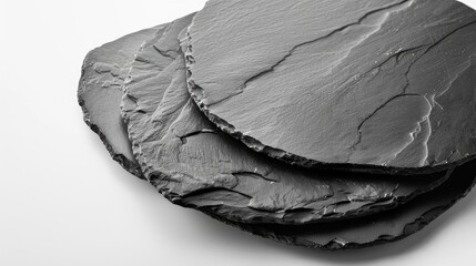 Poster - Slate plates in black on a white background