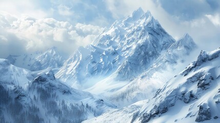 Aufkleber - Snowy winter mountain scenery