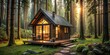 © Sujid - Cozy tiny house in the forest surrounded by trees and nature, cabin, woodland, small, home, cozy, forest, trees, nature