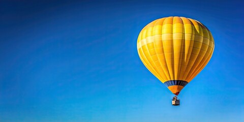 Sticker - Lonely yellow hot air balloon floating in a clear blue sky, lonely, yellow, hot air balloon, floating, clear sky