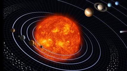 Wall Mural - solar system with sun and planets in space. universe science astronomy.