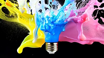 Poster - colorful lightbulb explosion generative ai