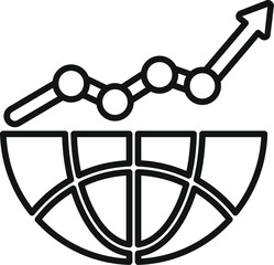 Poster - Line graph with arrow is growing up over world map, symbolizing global business expansion
