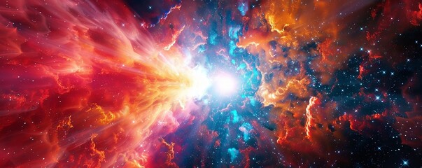 Wall Mural - Supernova explosion with bright colors, 4K hyperrealistic photo