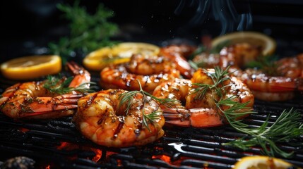 Shrimp on the grill backgrounds