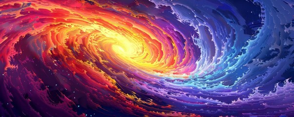 Wall Mural - a pixel art representation of a swirling vortex of colors and shapes, capturing the beauty of pixela