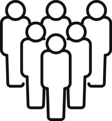 Poster - Line art icon of five people standing closely together, symbolizing a team, community, or group