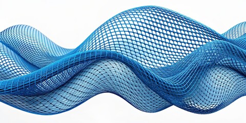 Poster - rendering of blue mesh with elegant curves, rendering, blue, mesh, curves, abstract, design, futuristic, technology