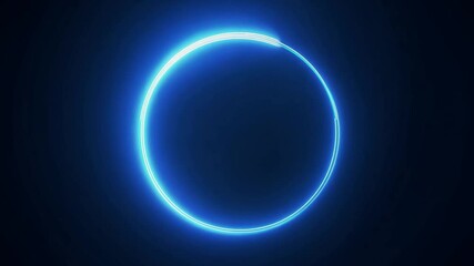 Poster - Blue Neon Circle on Dark Background Generative AI
