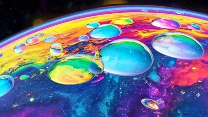 Poster - Astronaut Explores Colorful Bubble Galaxy Generative AI