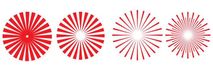 Wall Mural - Sun burst radial element set. Radial stripes sunburst with center. Sun rays. Vector vintage.