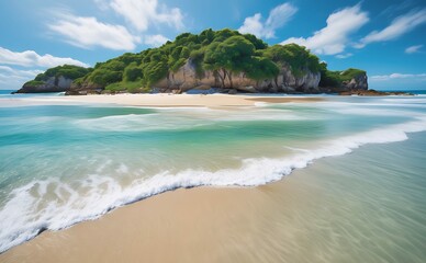 Wall Mural - Beautiful tropical beach with white sand, turquoise water and blue sky