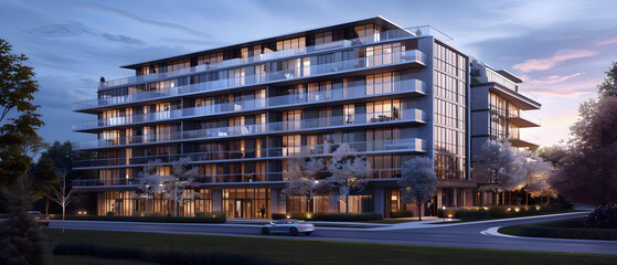 Wall Mural - a futuristic building with clean, minimalist design featuring sleek lines and dynamic angles.