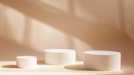 Poster - Three White Cylindrical Podiums