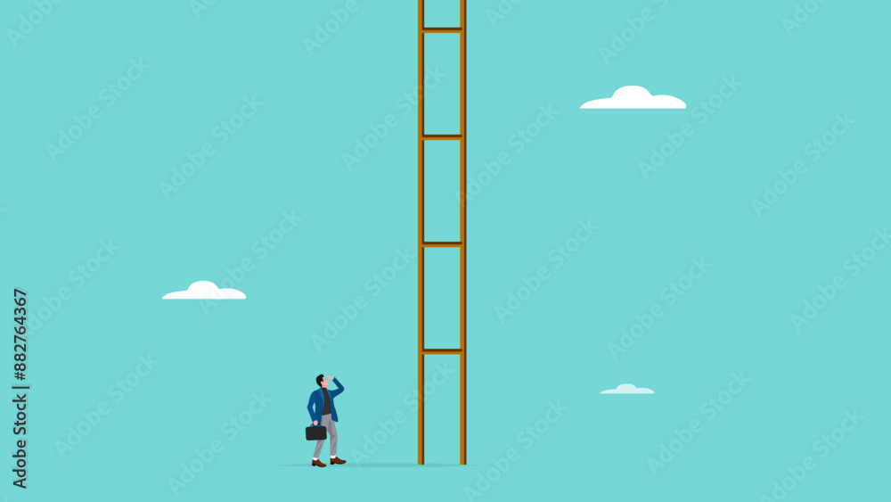 Confusing Steps difficult step to take in business success with confused businessman ...