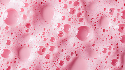 Poster - Close-up of pink soap bubbles forming a foamy texture. Abstract background with vibrant color and bubbly texture, suitable for various creative projects.
