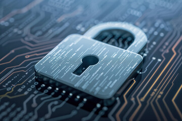 Aufkleber - Close-up of a padlock on a circuit board, representing cybersecurity and data protection in the digital age.