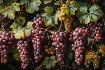 Canvas Print - Lush Vineyard with Ripe Grapes