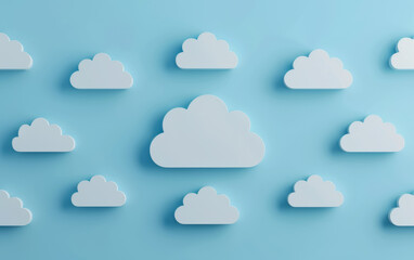 Wall Mural - minimalist representation of white clouds on a light blue background. ideal for nature, weather, and