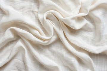 Poster - elegant soft white fabric with delicate folds and textures creating a smooth wavy pattern, perfect f