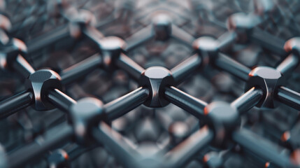 Poster - Close-up of a graphene surface structure showcasing atomic bonds and hexagonal lattice pattern, highlighting advanced nanotechnology and materials science.