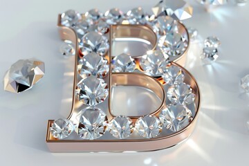 Wall Mural - A shiny B made of diamonds