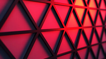 Poster - Modern geometric abstract background with red triangular pattern and glowing effect. Perfect for design, technology presentations, and digital art projects.