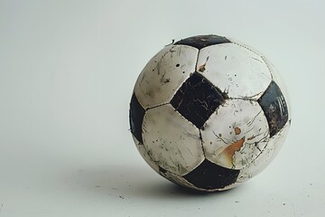 Wall Mural - Worn-Out Soccer Ball on a Plain Background