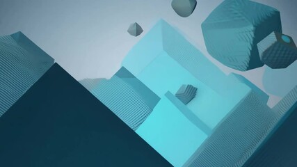 Poster - abstract blue geometric shapes generative ai