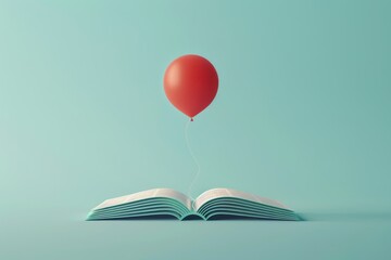 Aufkleber - A balloon is floating above an open book