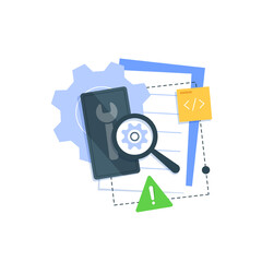 Poster - Repair and update concept updating process loading on smartphone screen,flat design icon vector illustration