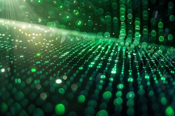 Green dark binary code data streaming background created with Generative AI