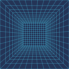 Wall Mural - geometric 3d mesh vortex, vaporwave abstract grid element object, 90s retro geometric net pattern st