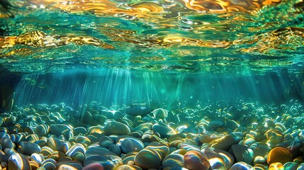 Wall Mural - Sunlight Beams Through Crystal Clear Water